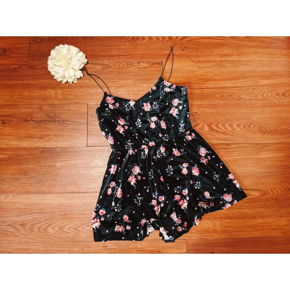 Crush Velvet Floral Romper
